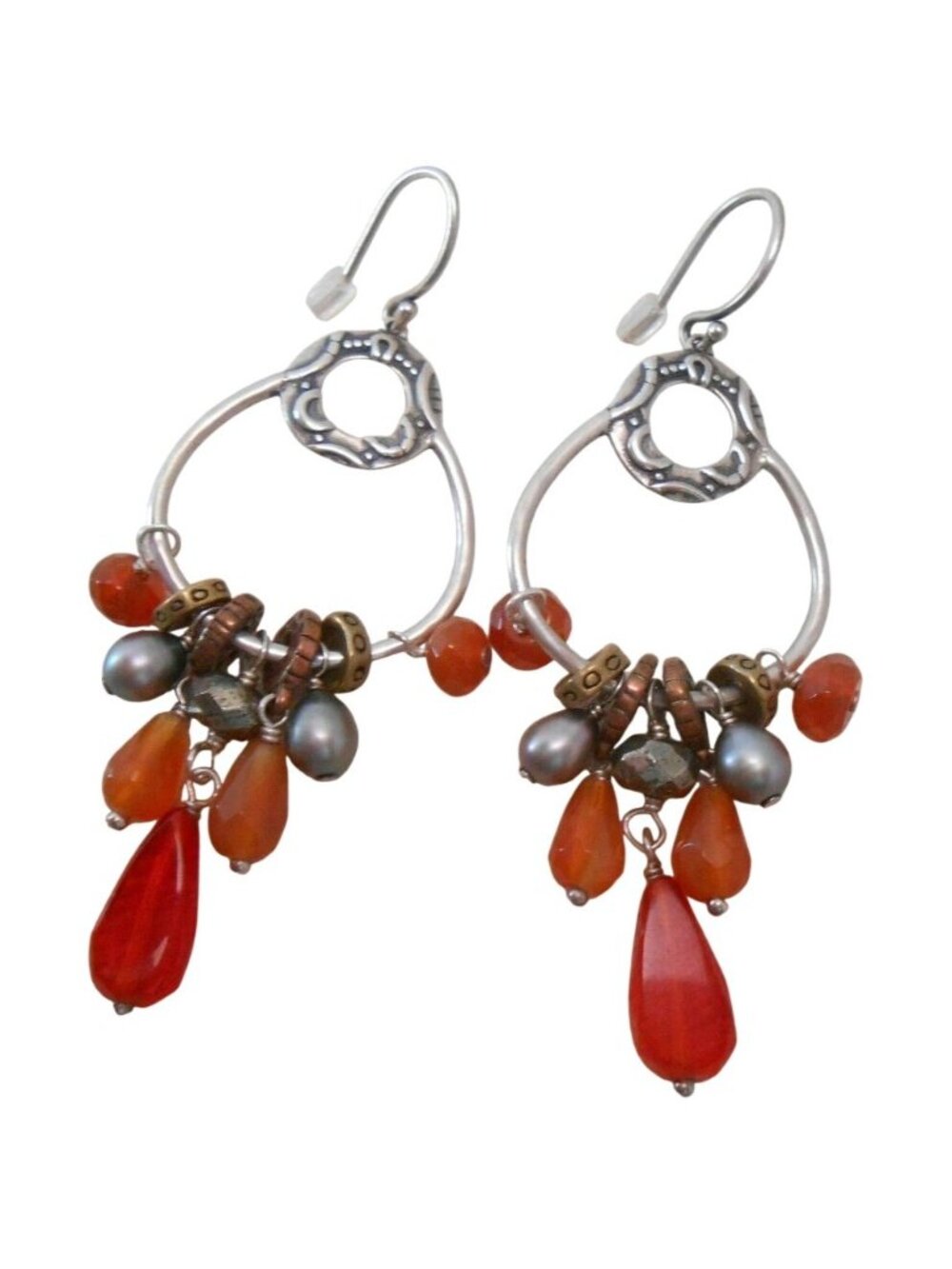 Retired Silpada Radiate Mixed Metals Agate Pearl Glass Chandelier Earrings W2420